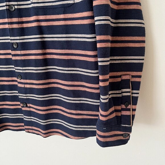 Carbon2Cobalt Striped Cotton Button Down Casual Shirt Men's Size Large - Picture 2 of 8